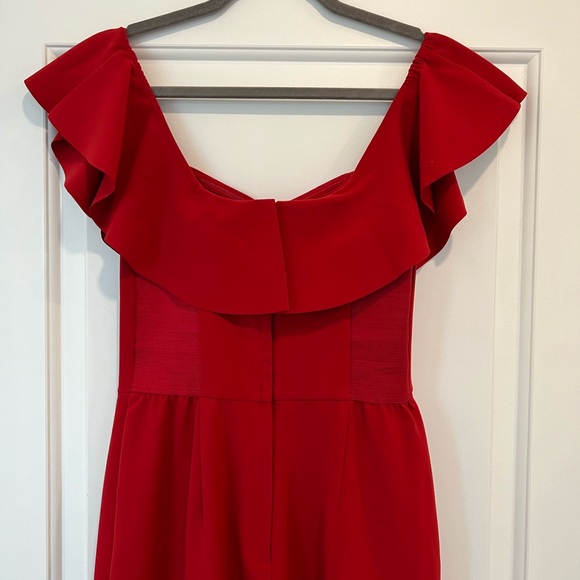 H&M Red Off the Shoulder Jumpsuit, Size 10 - Picture 6 of 8
